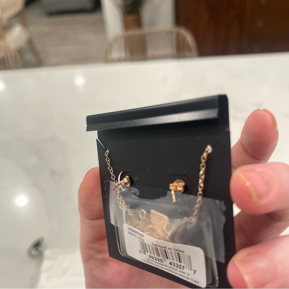 Coach rose gold flower stud earrings and matching necklace set - Picture 7 of 10